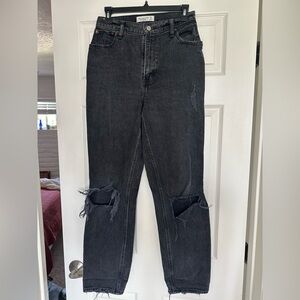 Abercrombie 90s Straight Ultra High Rise Black Ripped Size 27 / 4R
